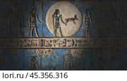 Hieroglyphic carvings and paintings on wall. Стоковое видео, видеограф Михаил Коханчиков / Фотобанк Лори