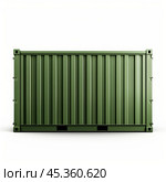 Green intermodal container standing on white background. Стоковое AI-изображение, AI-художник Иван Рябоконь / Фотобанк Лори