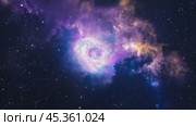 Mesmerizing rotation of a colorful nebula in the depths of outer space. Стоковое видео, видеограф Данил Руденко / Фотобанк Лори