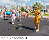 Children's outdoor sports festival. Children's Defence Day. Sports holiday for children. (2024 год). Редакционное фото, фотограф Zima Nadezhda / Фотобанк Лори