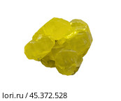 Native Sulfur mineral isolated on white background. Стоковое фото, фотограф Константин Григорьев / Фотобанк Лори