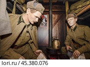 Фронтовой вагон. Солдаты в вагоне. (2016 год). Редакционное фото, фотограф Яковлев Сергей / Фотобанк Лори