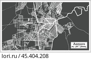 Asmara Eritrea City Map in Retro Style. Outline Map. Стоковая иллюстрация, иллюстратор Игорь Сорокин / Фотобанк Лори