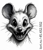 Portrait of a scary mouse. Стоковое AI-изображение, AI-художник RamA / Фотобанк Лори