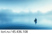 A conceptual image of Blue Monday designating the most depressing day of the year in January. Стоковое AI-изображение, AI-художник Ирина Ручушкина / Фотобанк Лори