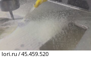 When milling, there is a large vibration of the thin-walled part, Process working of CNC turning, cutting, milling metal. Industrial machinery. High quality 4k footage. Стоковое видео, видеограф Куликов Константин / Фотобанк Лори