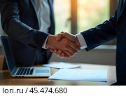 Businessmen's handshake. Стоковое AI-изображение, AI-художник RamA / Фотобанк Лори