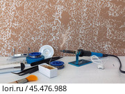 Items for soldering work. Welding and tinning of connecting wires. Стоковое фото, фотограф Дмитрий Кобзев / Фотобанк Лори