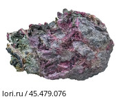Erythrite, also known as red cobalt, is a secondary hydrated cobalt arsenate mineral. Стоковое фото, фотограф Константин Григорьев / Фотобанк Лори