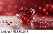 A banner for Valentine's Day. Crystal red hearts with festive lights in the form of a side in the background. A mock-up of an invitation card for a Valentine's Day party, a place to copy. Стоковое AI-изображение, AI-художник Photojuli / Фотобанк Лори