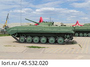 Боевая машина пехоты БМП-1 в музее клуба Юный Ястреб. Волгоградская область, Средняя Ахтуба, Россия. (2024 год). Редакционное фото, фотограф Андрей Цыганков / Фотобанк Лори