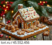 December 12 marks an amazing gastronomic holiday - Gingerbread House Day. Стоковое AI-изображение, AI-художник Сергей Елизарьев / Фотобанк Лори