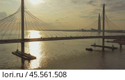 Cable-stayed bridge in St.Petersburg (2019 год). Стоковое видео, видеограф Михаил Коханчиков / Фотобанк Лори