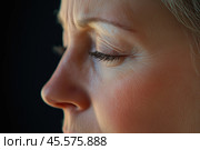 Close up portrait of a beautiful woman with long eyelashes and eyes closed. Стоковое AI-изображение, AI-художник Евгений Харитонов / Фотобанк Лори