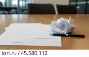 White papers on the table in the conference room and pen near. Shot with a Nikon D850 and a 24-70mm f/2.8 lens at a wide open aperture and using natural light. The image is highly detailed, of the best quality, and has a very sharp focus. --ar 25:14 --personalize v1a8acs --v 6.1 Job ID: 6c18eb0c-c70f-4fc6-8800-2e2800742374. Стоковое AI-изображение, AI-художник Башкирова Анна / Фотобанк Лори