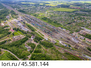 Сортировочная горка в Лянгасове. Город Киров. Съемка с дрона (2023 год). Стоковое фото, фотограф Владислав Самошкин / Фотобанк Лори