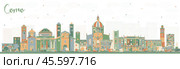 Como Italy City Skyline with Color Buildings. Стоковая иллюстрация, иллюстратор Игорь Сорокин / Фотобанк Лори