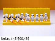 RUSSIA, SAMARA - November, 24, 2024: Lego Star Wars stormtrooper squad. Редакционное фото, фотограф Андрей Аркуша / Фотобанк Лори