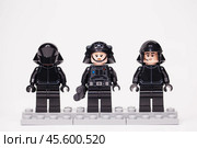 RUSSIA, May 16, 2018. Constructor Lego Star Wars. Various mini-figures from different episodes of the saga. Редакционное фото, фотограф Андрей Аркуша / Фотобанк Лори