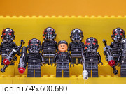 RUSSIA, SAMARA, FEBRUARY 7, 2022 - Lego Star Wars Minifigures Constructor. Inferno stormtrooper squad. Редакционное фото, фотограф Андрей Аркуша / Фотобанк Лори
