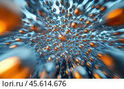 Abstract image of metallic spheres with orange highlights creating a dynamic, futuristic effect, AI. Стоковое AI-изображение, AI-художник Сергей Старуш / Фотобанк Лори
