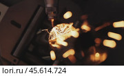 CNC Laser and gas cutting of metal, modern industrial technology. Стоковое видео, видеограф Андрей Армягов / Фотобанк Лори
