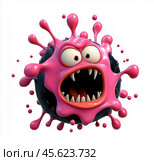 Cartoon virus character isolated on white background. Стоковое AI-изображение, AI-художник ArtVladZ / Фотобанк Лори