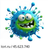 Cartoon virus character isolated on white background. Стоковое AI-изображение, AI-художник ArtVladZ / Фотобанк Лори