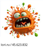 Cartoon virus character isolated on white background. Стоковое AI-изображение, AI-художник ArtVladZ / Фотобанк Лори