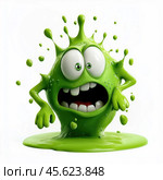 Cartoon virus character isolated on white background. Стоковое AI-изображение, AI-художник ArtVladZ / Фотобанк Лори