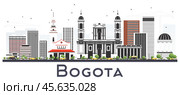 Bogota Colombia City Skyline with Gray Buildings Isolated on White. Стоковая иллюстрация, иллюстратор Игорь Сорокин / Фотобанк Лори