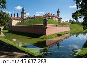 Nesvizh, Belarus - August 15, 2024. Radziwill Castle. Selective focus. Стоковое фото, фотограф Ольга Губская / Фотобанк Лори
