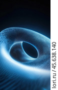 Abstract digital vortex with glowing blue particles forming a dynamic spiral, AI. Стоковое AI-изображение, AI-художник Сергей Старуш / Фотобанк Лори