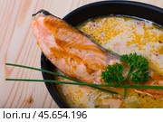 Cream soup with salmon. Стоковое фото, фотограф Яков Филимонов / Фотобанк Лори