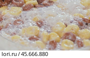Breakfast Chocolate corn cereal in a bowl with milk. Стоковое видео, видеограф Андрей Армягов / Фотобанк Лори