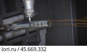 CNC Laser and gas cutting of metal, modern industrial technology. Стоковое видео, видеограф Андрей Армягов / Фотобанк Лори