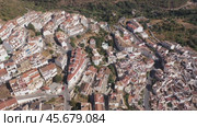 Aerial view of Ojen, white village over a hillside near Marbella, Spain in the spring. Стоковое видео, видеограф Яков Филимонов / Фотобанк Лори