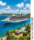 Huge cruise ship, seascape. Стоковое AI-изображение, AI-художник Сергей Елизарьев / Фотобанк Лори