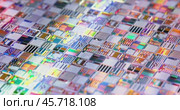 Silicon semiconductor wafer close-up. In electronics, a wafer also called a slice or substrate is a thin slice of semiconductor, a crystalline silicon, used for the fabrication of integrated circuits. Стоковое видео, видеограф Андрей Армягов / Фотобанк Лори
