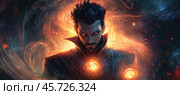Sorcerer conjuring magic in a mystical universe. Стоковое AI-изображение, AI-художник Юрий Поздников / Фотобанк Лори