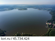 Южный Урал, Башкортостан, Нугушское водохранилище летом. Вид с воздуха. Southern Urals, Bashkortostan, Nugush reservoir in summer. Aerial view. Стоковое фото, фотограф Евгений Романов / Фотобанк Лори