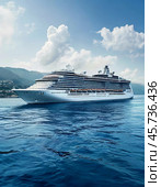 Huge cruise ship, seascape. Стоковое AI-изображение, AI-художник Сергей Елизарьев / Фотобанк Лори
