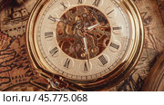 Vintage pocket watch. Vintage background Concept of time history. Стоковое видео, видеограф Андрей Армягов / Фотобанк Лори