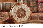Vintage pocket watch. Vintage background Concept of time history. Стоковое видео, видеограф Андрей Армягов / Фотобанк Лори