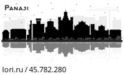 Panaji India City Skyline Silhouette with Black Buildings and Reflections Isolated on White. Стоковая иллюстрация, иллюстратор Игорь Сорокин / Фотобанк Лори