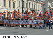 Первомайская демонстрация в Санкт-Петербурге в 2015 году. Сторонники движения "НОД" Редакционное фото, фотограф Александр Алексеев / Фотобанк Лори