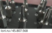Tools bit set for repair of smartphones and computer equipment close-up. Стоковое видео, видеограф Андрей Армягов / Фотобанк Лори