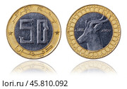 Coin 50 dinars. 2018 year. Republic of Algeria. Стоковое фото, фотограф Евгений Ткачёв / Фотобанк Лори