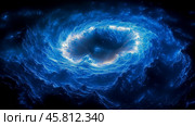 Energy shock wave: a blue shockwave that spreads from the center point, illuminating the entire black background. Стоковое AI-изображение, AI-художник Ирина Ручушкина / Фотобанк Лори