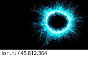 Energy shock wave: a blue shockwave that spreads from the center point, illuminating the entire black background. Стоковое AI-изображение, AI-художник Ирина Ручушкина / Фотобанк Лори